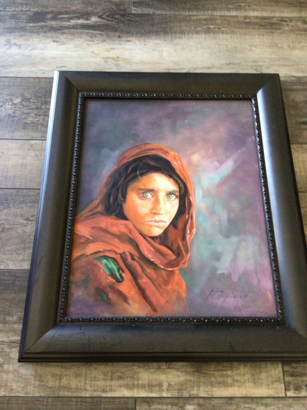 Original Afghan Girl  signed by artist oil painting/ wall art